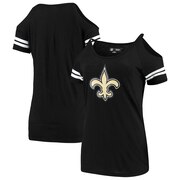 Add New Orleans Saints New Era Women's Varsity Cold Shoulder T-Shirt - Black To Your NFL Collection