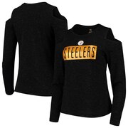 Add Pittsburgh Steelers Junior's Kicker Cold Shoulder Long Sleeve T-Shirt – Black To Your NFL Collection