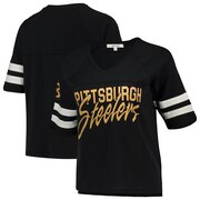 Add Pittsburgh Steelers Junk Food Women's Football Half-Sleeve V-Neck T-Shirt - Black To Your NFL Collection