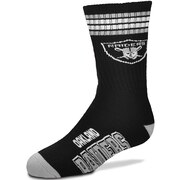 Add Oakland Raiders For Bare Feet Youth 4-Stripe Deuce Quarter-Length Socks To Your NFL Collection