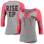 Add Atlanta Falcons New Era Women's Lace-Up Tri-Blend Raglan 3/4-Sleeve T-Shirt – Heathered Gray/Heathered Red To Your NFL Collection