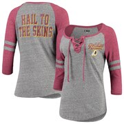 Add Washington Redskins New Era Women's Lace-Up Tri-Blend Raglan 3/4-Sleeve T-Shirt – Heathered Gray/Heathered Burgundy To Your NFL Collection