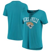 Add Jacksonville Jaguars New Era Women's Athletic Lace-Up T-Shirt - Teal To Your NFL Collection