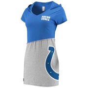 Indianapolis Colts Refried Tees Women's Hooded Mini Dress - Royal/Gray