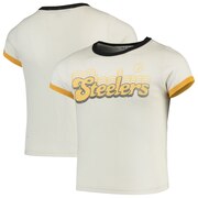 Order Pittsburgh Steelers Junk Food Girls Youth Throwback Retro Ringer T-Shirt - White at low prices.