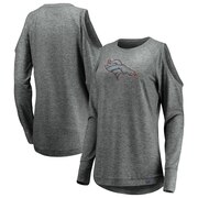 Add Denver Broncos Fanatics Branded Women's Team Ambition Cold Shoulder Long Sleeve T-Shirt – Gray To Your NFL Collection