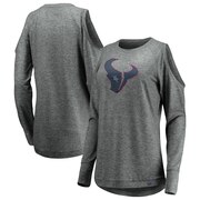 Add Houston Texans Fanatics Branded Women's Team Ambition Cold Shoulder Long Sleeve T-Shirt – Gray To Your NFL Collection