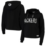 Add Green Bay Packers DKNY Sport Women's Maddie Crop Pullover Hoodie - Black To Your NFL Collection