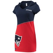 New England Patriots Refried Tees Women's Hooded Mini Dress - Navy/Red