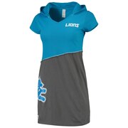 Add Detroit Lions Refried Tees Women's Hooded Mini Dress - Blue/Charcoal To Your NFL Collection