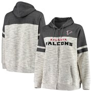 Add Atlanta Falcons Majestic Women's Plus Size Full-Zip Varsity Pop Hoodie - Heathered Black To Your NFL Collection