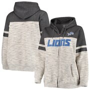 Add Detroit Lions Majestic Women's Plus Size Full-Zip Varsity Pop Hoodie - Heathered Black To Your NFL Collection