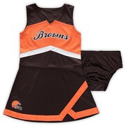 Add Cleveland Browns Girls Preschool Cheer Captain Jumper Dress – Brown To Your NFL Collection