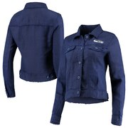 Order Seattle Seahawks Tommy Bahama Women's Two Palms Raw Edge Button-Up Jacket – College Navy at low prices.