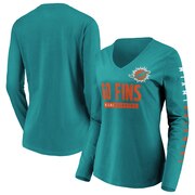 Add Miami Dolphins Fanatics Branded Women's Team Slogan Long Sleeve V-Neck T-Shirt - Aqua To Your NFL Collection