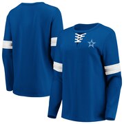 Add Dallas Cowboys Fanatics Branded Women's Lead Draft Lace-Up Pullover Fleece Sweatshirt - Navy To Your NFL Collection