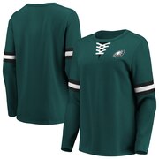 Add Philadelphia Eagles Fanatics Branded Women's Lead Draft Lace-Up Pullover Fleece Sweatshirt - Midnight Green To Your NFL Collection