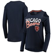 Add Chicago Bears G-III 4Her by Carl Banks Women's Crackerjack Cold Shoulder Long Sleeve T-Shirt - Navy To Your NFL Collection