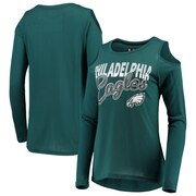 Add Philadelphia Eagles G-III 4Her by Carl Banks Women's Crackerjack Cold Shoulder Long Sleeve T-Shirt - Midnight Green To Your NFL Collection