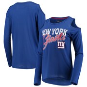 Add New York Giants G-III 4Her by Carl Banks Women's Crackerjack Cold Shoulder Long Sleeve T-Shirt - Royal To Your NFL Collection