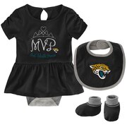 Order Jacksonville Jaguars Girls Newborn MVP Bodysuit, Bib & Booties Set - Black at low prices.