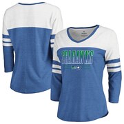 Add Seattle Seahawks Fanatics Branded Women's Team Wave 3/4-Sleeve V-Neck T-Shirt – Royal/White To Your NFL Collection