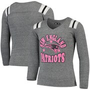 Add New England Patriots New Era Girls Youth Total Touchdown V-Neck Long Sleeve T-Shirt - Heathered Gray To Your NFL Collection