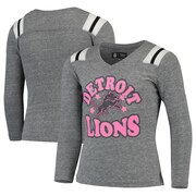 Add Detroit Lions New Era Girls Youth Total Touchdown V-Neck Long Sleeve T-Shirt - Heathered Gray To Your NFL Collection