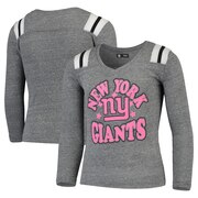 Add New York Giants New Era Girls Youth Total Touchdown V-Neck Long Sleeve T-Shirt - Heathered Gray To Your NFL Collection