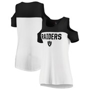 Add Oakland Raiders Majestic Women's Pure Dedication Open Shoulder T-Shirt – White/Black To Your NFL Collection