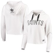 Add New Orleans Saints DKNY Sport Women's Maddie Crop Pullover Hoodie - White To Your NFL Collection