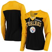 Add Pittsburgh Steelers G-III 4Her by Carl Banks Women's Laces Out Long Sleeve T-Shirt – Black/Gold To Your NFL Collection