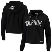 Add Miami Dolphins DKNY Sport Women's Maddie Crop Pullover Hoodie - Black To Your NFL Collection