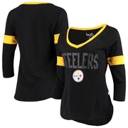 Add Pittsburgh Steelers Touch by Alyssa Milano Women's Ultimate Fan 3/4 Sleeve Raglan T-Shirt - Black To Your NFL Collection