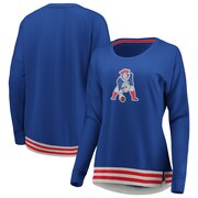 Add New England Patriots Fanatics Branded Women's Roaring Glory Historic Logo Pullover Sweatshirt – Royal To Your NFL Collection