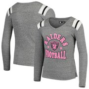 Add Oakland Raiders New Era Girls Youth Total Touchdown V-Neck Long Sleeve T-Shirt - Heathered Gray To Your NFL Collection