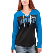 Add Carolina Panthers G-III 4Her by Carl Banks Women's Laces Out Long Sleeve T-Shirt – Black/Blue To Your NFL Collection