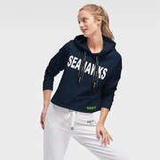 Add Seattle Seahawks DKNY Sport Women's Maddie Crop Pullover Hoodie - College Navy To Your NFL Collection