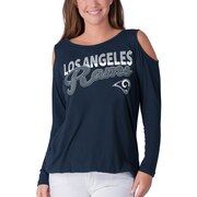 Add Los Angeles Rams G-III 4Her by Carl Banks Women's Crackerjack Cold Shoulder Long Sleeve T-Shirt - Navy To Your NFL Collection