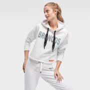 Add Denver Broncos DKNY Sport Women's Maddie Crop Pullover Hoodie - White To Your NFL Collection