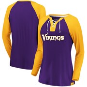 Add Minnesota Vikings Fanatics Branded Women's Plus Size Break Out Play Lace Up Raglan Long Sleeve T-Shirt - Purple/Gold To Your NFL Collection