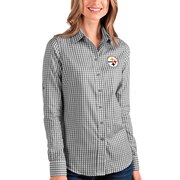 Add Pittsburgh Steelers Antigua Women's Structure Long Sleeve Button-Up Shirt - Black/White To Your NFL Collection