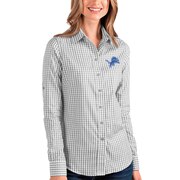 Add Detroit Lions Antigua Women's Structure Long Sleeve Button-Up Shirt - Gray/White To Your NFL Collection