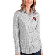 Add Tampa Bay Buccaneers Antigua Women's Structure Long Sleeve Button-Up Shirt - Gray/White To Your NFL Collection