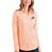 Add Miami Dolphins Antigua Women's Structure Long Sleeve Button-Up Shirt - Orange/White To Your NFL Collection