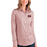 Add San Francisco 49ers Antigua Women's Structure Long Sleeve Button-Up Shirt - Red/White To Your NFL Collection