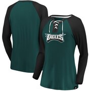 Add Philadelphia Eagles Fanatics Branded Women's Plus Size Break Out Play Lace Up Raglan Long Sleeve T-Shirt - Midnight Green/Black To Your NFL Collection