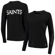 Add New Orleans Saints DKNY Sport Women's Gabby Mesh Raglan Long Sleeve T-Shirt - Black To Your NFL Collection