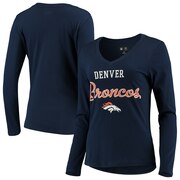 Add Denver Broncos G-III 4Her by Carl Banks Women's Post Season Long Sleeve V-Neck T-Shirt - Navy To Your NFL Collection