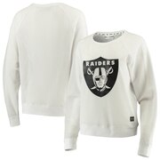 Add Oakland Raiders DKNY Sport Women's Lauren Mesh Raglan Long Sleeve T-Shirt - White To Your NFL Collection